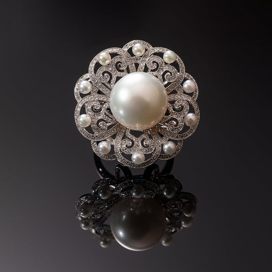 Holy lotus inspired pearl ring AB002-12